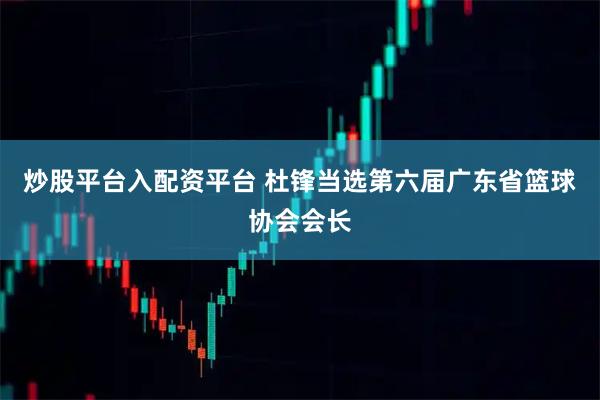炒股平台入配资平台 杜锋当选第六届广东省篮球协会会长